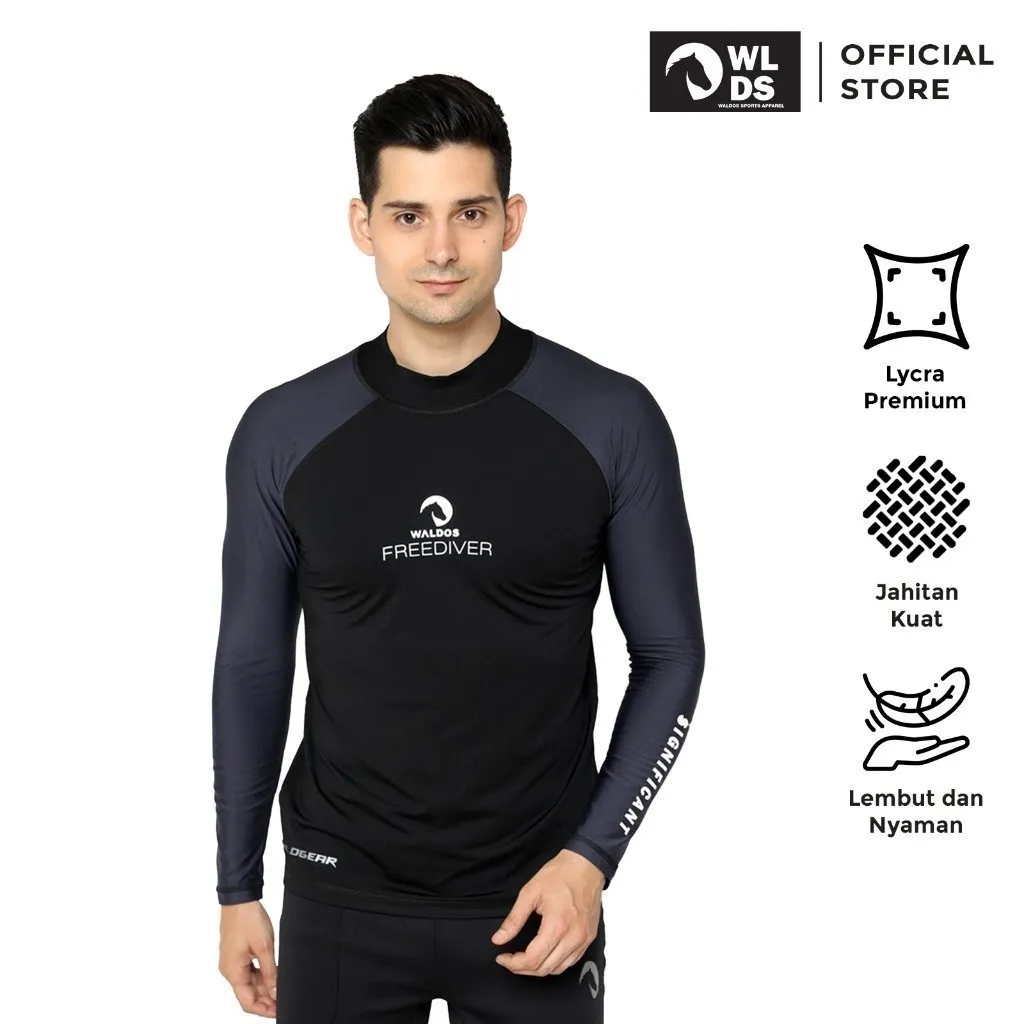 WLDS WALDOS Baselayer Pria Free Diver Pakaian Olahraga Sport Baselayer Premium Lycra Abu