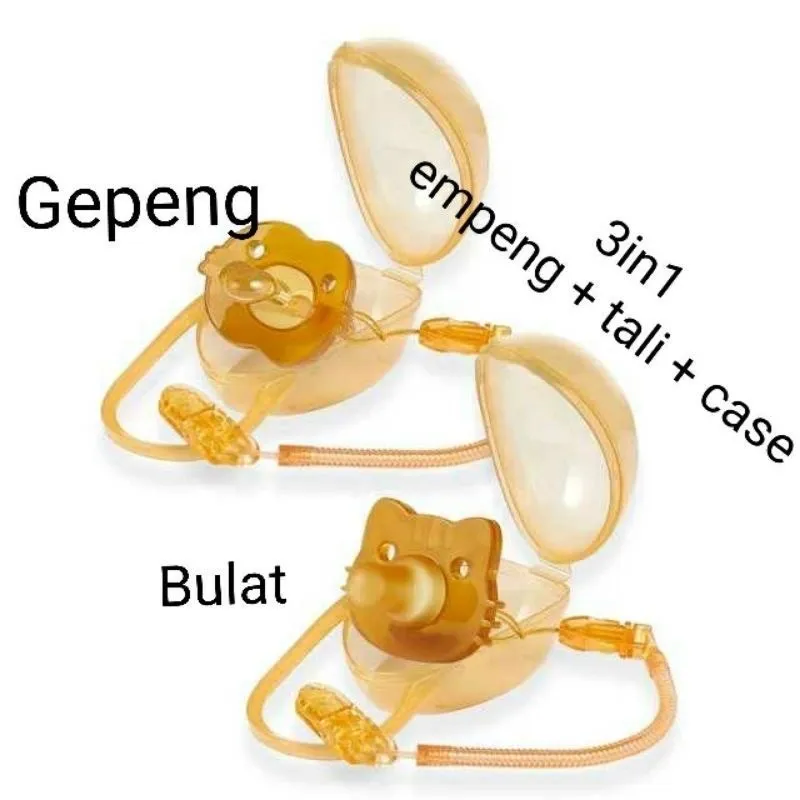 Empeng Dot Bayi Silikon Coklat Set 3in1 Dengan Kotak Rantai BPA Free Baby Pacifier TI