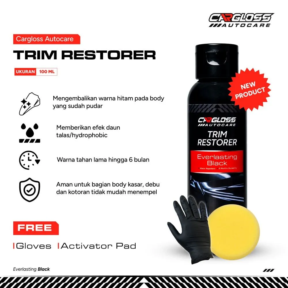 Pengitam Body Kasar Mobil/Motor Trim Restorer Cargloss 100 Ml