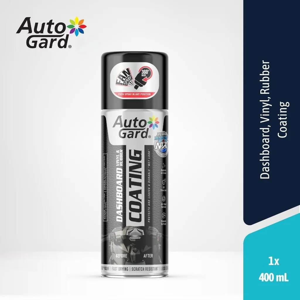 AutoGard Dashboard Coating Cat Semprot Hitam Matt Doff Dashboard Vinyl Rubber Coating Water Spot Efek Daun Talas