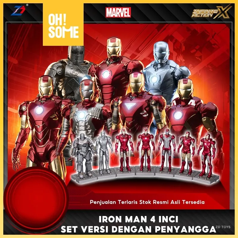 OHSOME  ZD Toys Marvel Iron Man Action Figure Patung Pajangan Figure Ironman 4 Inch Scale