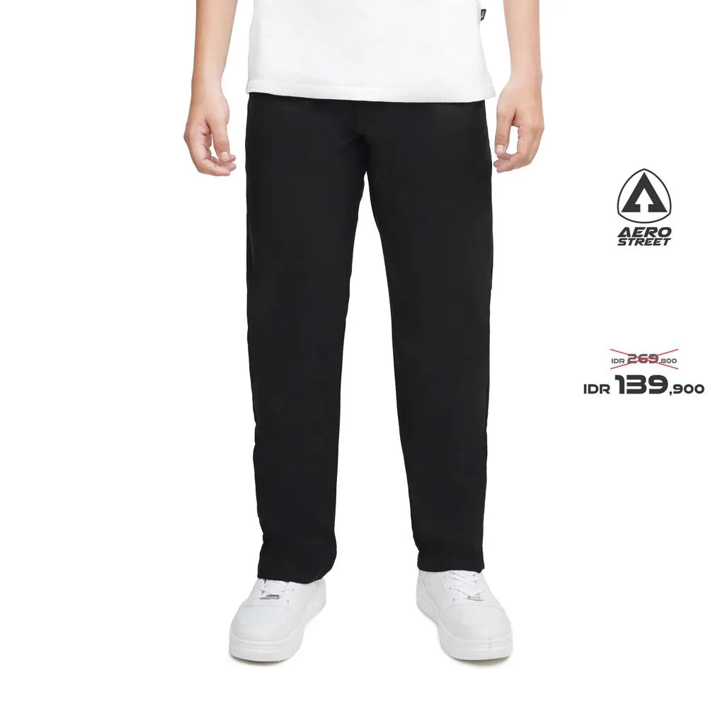 Aerostreet Revano Celana Chinos Pria Hitam Kain Pants Cowok Men Casual Cotton Twill Stretch EAAAA