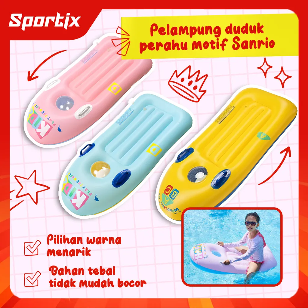 Sportix - Selancar Apung Anak PVC Premium Pegangan Ganda Anti Slip untuk Belajar Berenang