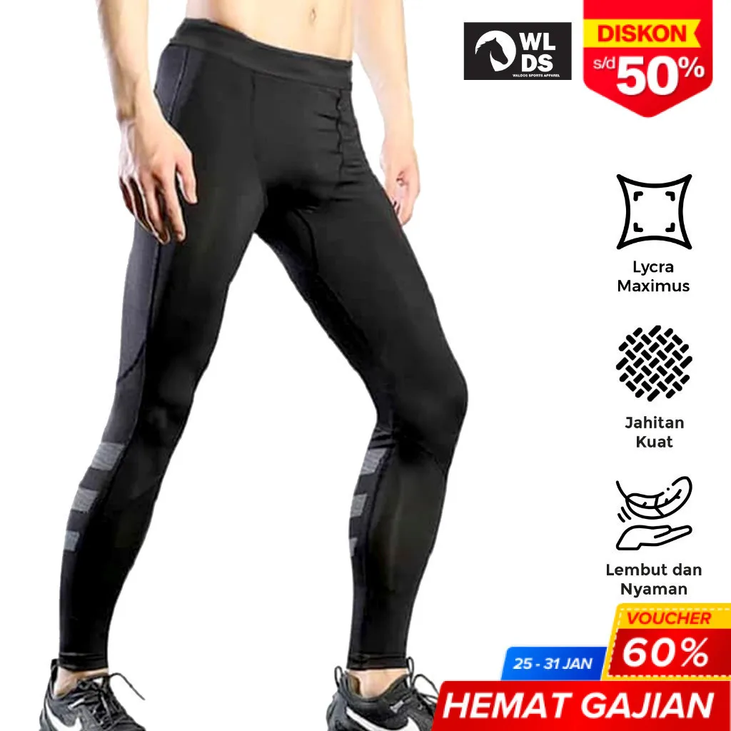 WLDS WALDOS Celana Compression Legging Pria Black Ramos Tight Pants Lycra Maximus