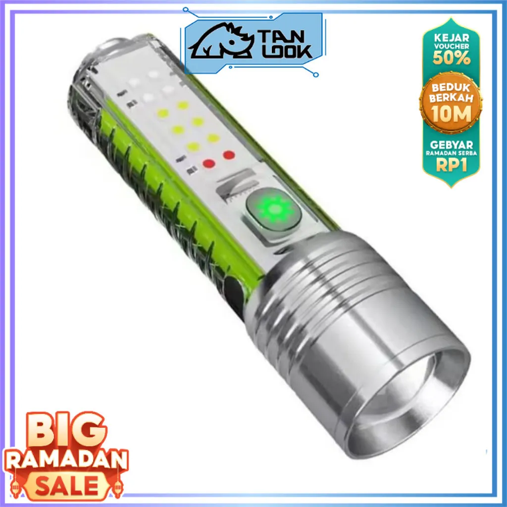 TANLOOK Senter LED 520A Zoomable Glow In The Dark / Senter LED White laser lensa fish eye jarak sorot jauh