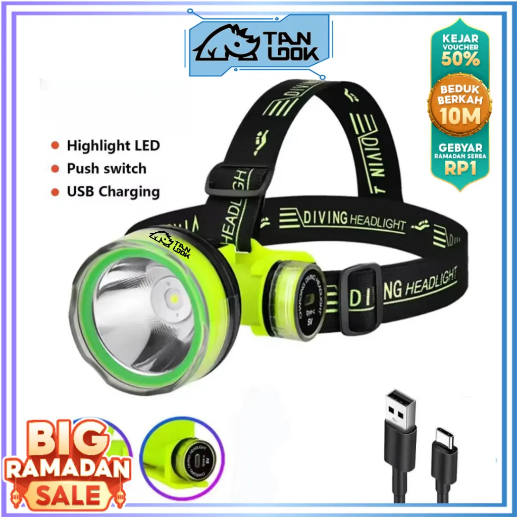 TANLOOK Senter Kepala Menyelam BL-SQ903 Super Terang Anti Air / Headlamp LED Diving Laser jarak sorot jauh