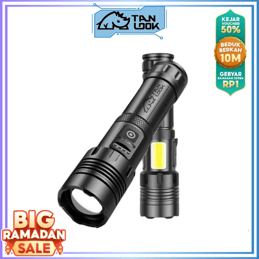 TANLOOK Senter Swat Police Original 200W Superbright / Senter led Rechargeable / Senter Cas Usb