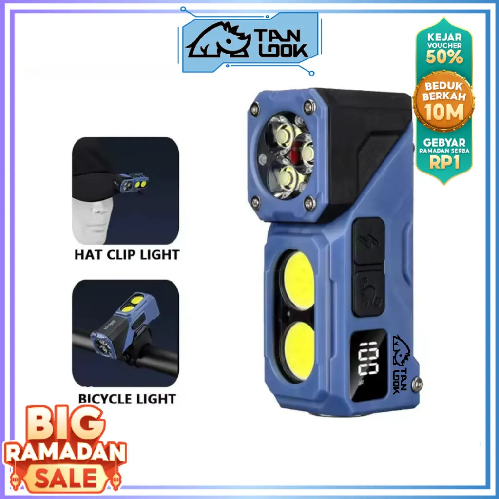 TANLOOK Senter LED Kepala mini model T615 berputar / Senter Kepala Cas Anti air dan tahan segala cuaca