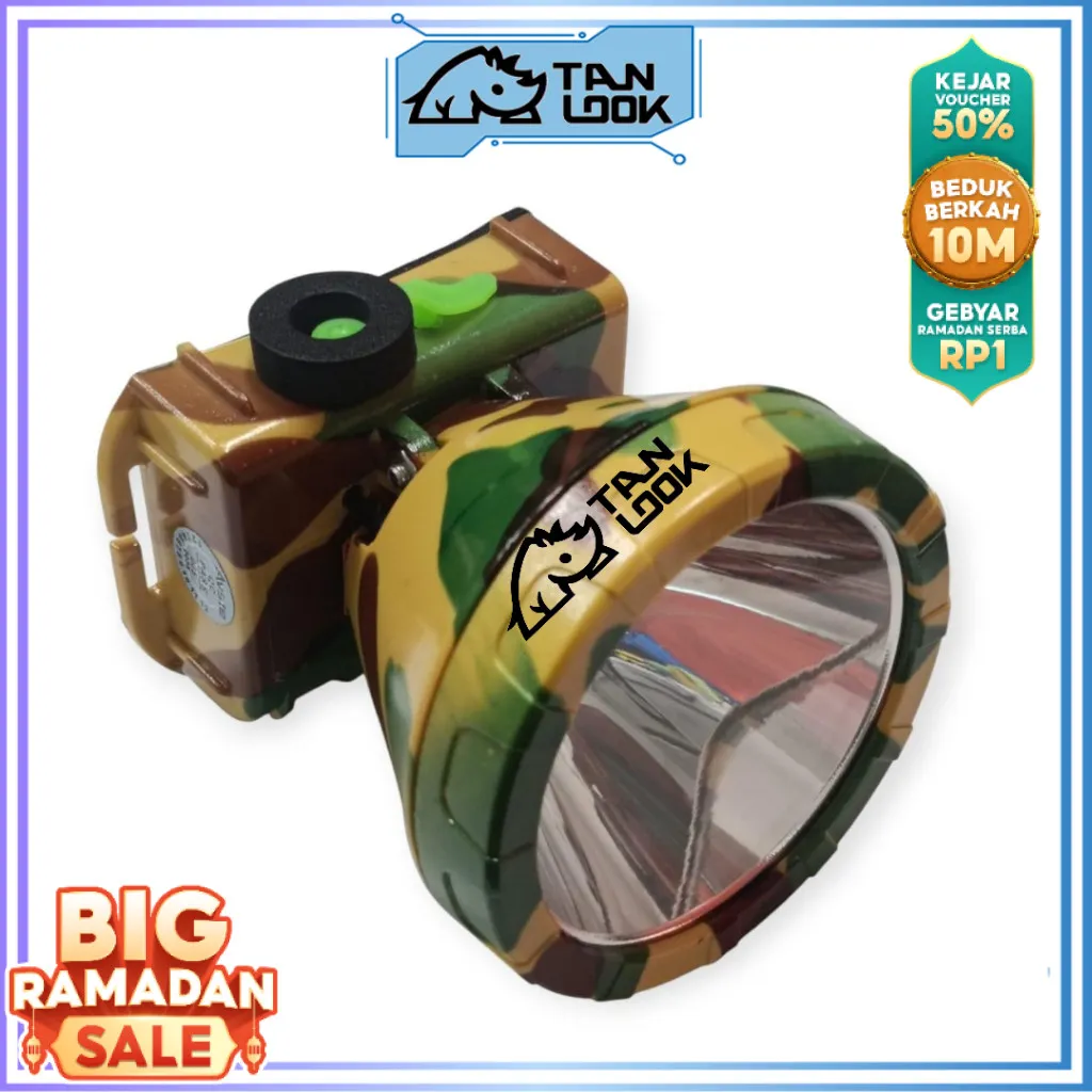 TANLOOK Senter Led Kepala Chip berlumens tinggi Model Army / Headlamp Cas 120w / Senter Camping outdoor