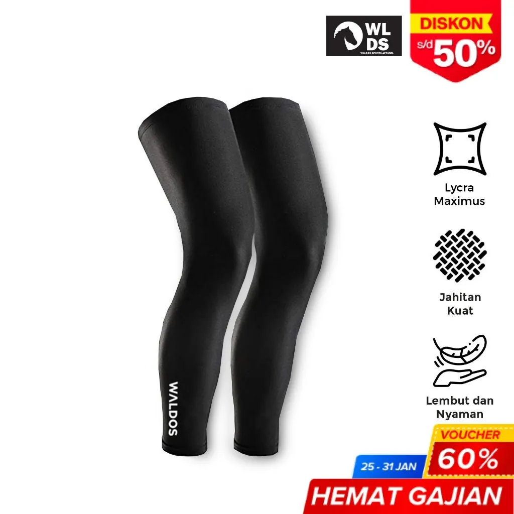 WLDS WALDOS Baselayer Manset Kaki Ultimate Calf Compression Leg Sleeve Premium Lycra Hitam