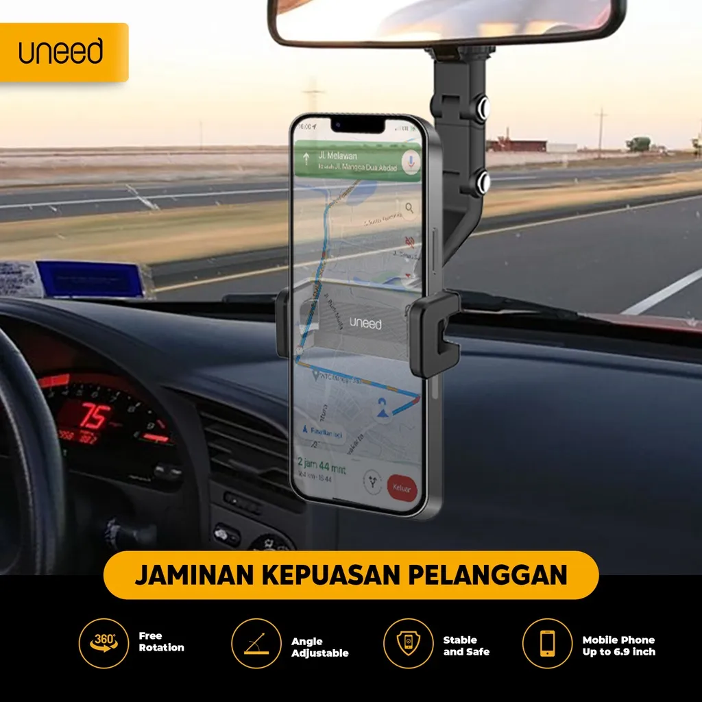 UNEED CAR PHONE HOLDER REARVIEW MIRROR ADJUSTABLE UNIVERSAL HOLDER - UPH303