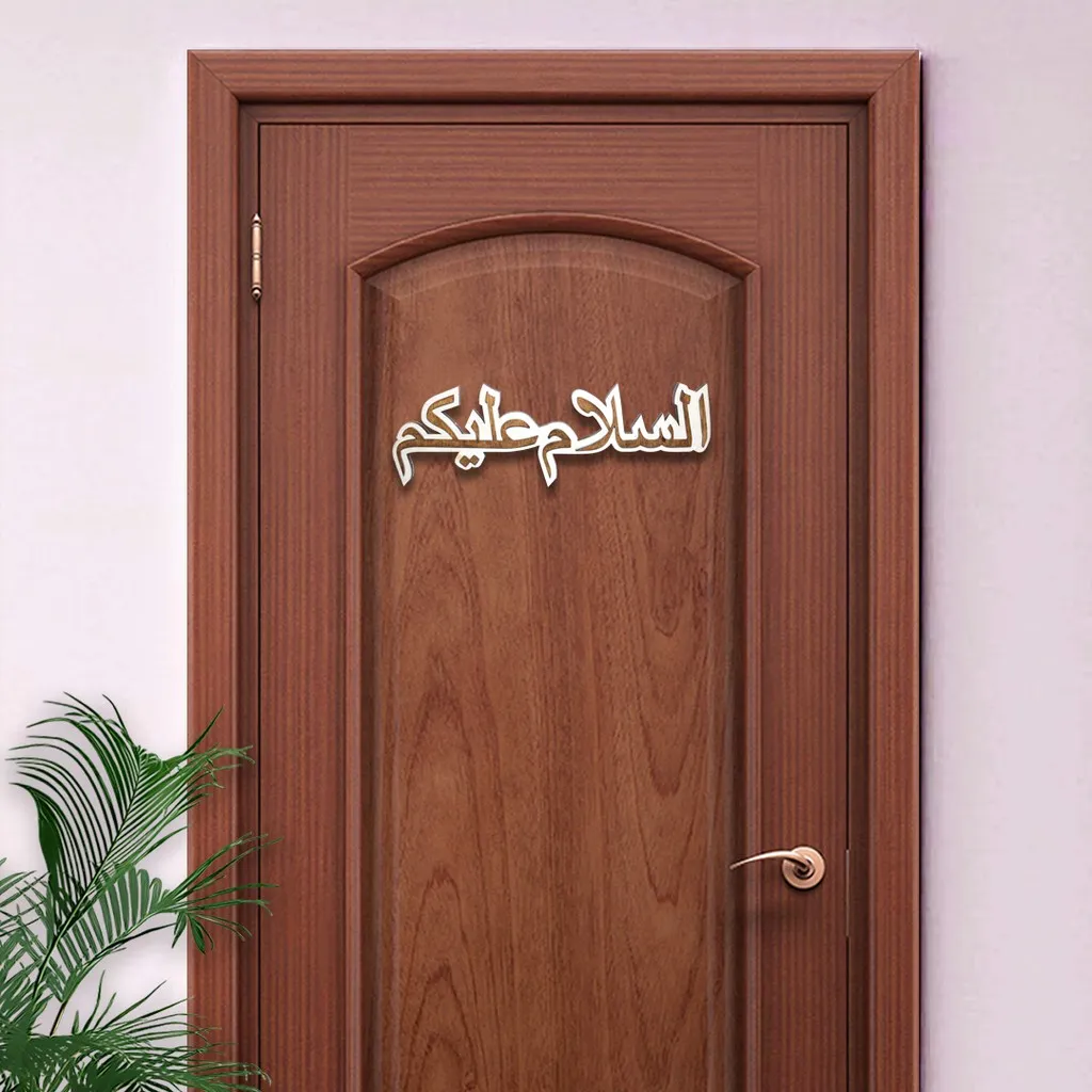 ERGOO Home Decor Pajangan Pintu Assalamualaikum Kayu Timbul
