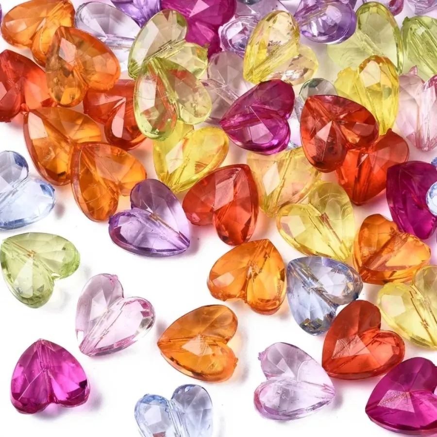ISI 20PCS PILIH WARNA MANIK MOTE AKRILIK LOVE BENING FACETED BERKUALITAS BAHAN KERAJINAN TANGAN DIY CANTIK
