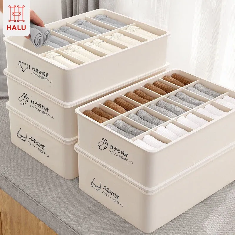 Halu Underwear Storage Box Kotak Penyimpanan Pakaian Dalam Kaos Kaki Dengan Tutup Tempat Penyimpanan Pakain Dalam Serbaguna HSB181