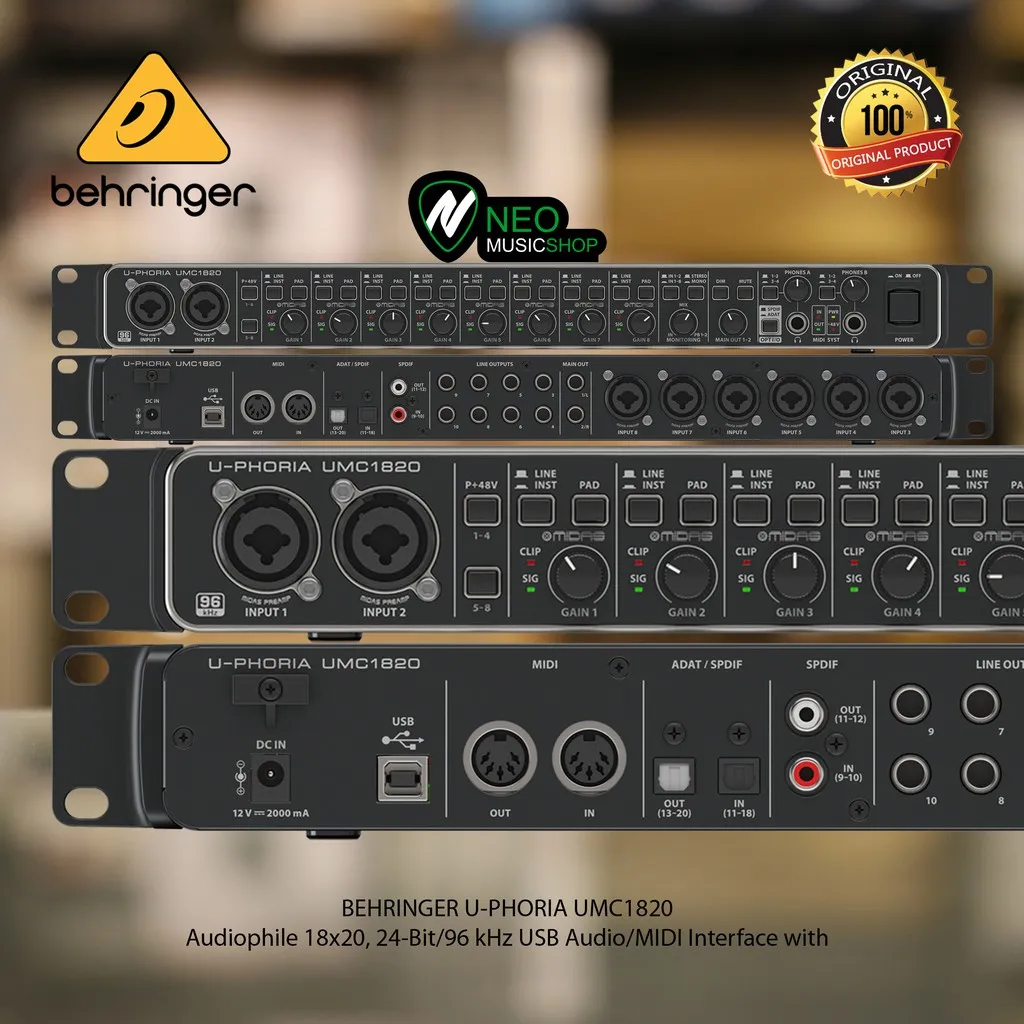 Behringer U-Phoria UMC1820 Audiophile 18x20, 24-Bit/96 kHz USB Audio/Midi Interface