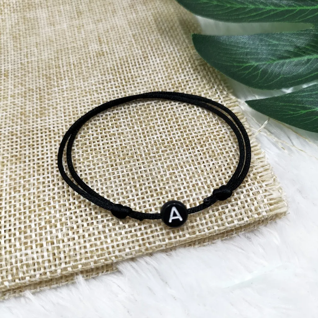 Gelang Tangan Inisial Huruf Bulat TALI SATIN Kecil 1mm Series GG Murah Meriah