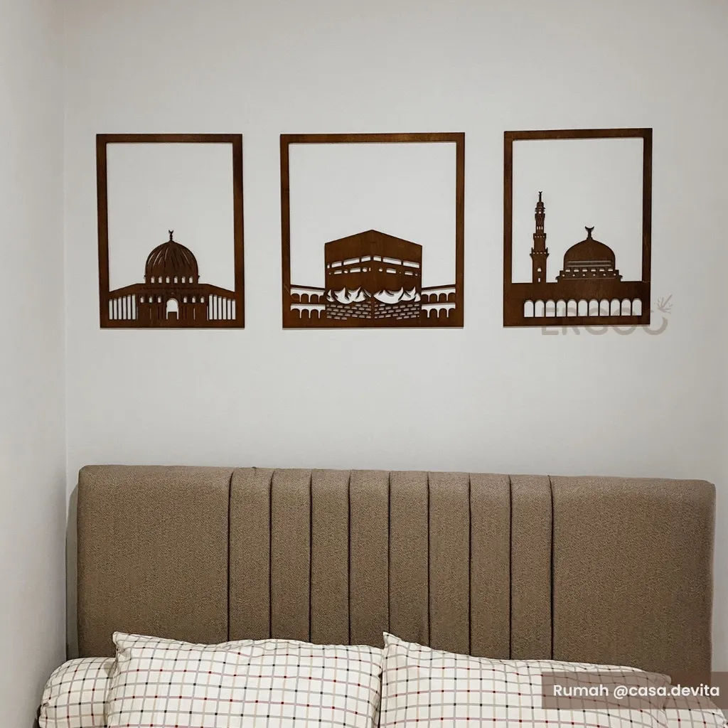 ERGOO Hiasan Dinding Islami Motif Ka'bah | Masjid Nabawi | Masjid Al-Aqsa