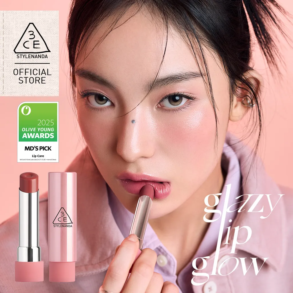 [OLIVE YOUNG AWARDS 2025 Lip Care] 3CE Glazy Lip Glow - Tinted Lip Glow Lembab Instant Hydration Tahan Lama Nyaman Seharian Juicy Glow Kilau Sehat Tanpa Lengket dan Berminyak Korean Make up Lip gloss Lipstik  Lipstick Liptint Lip tint Liptin Lip Cream Lip