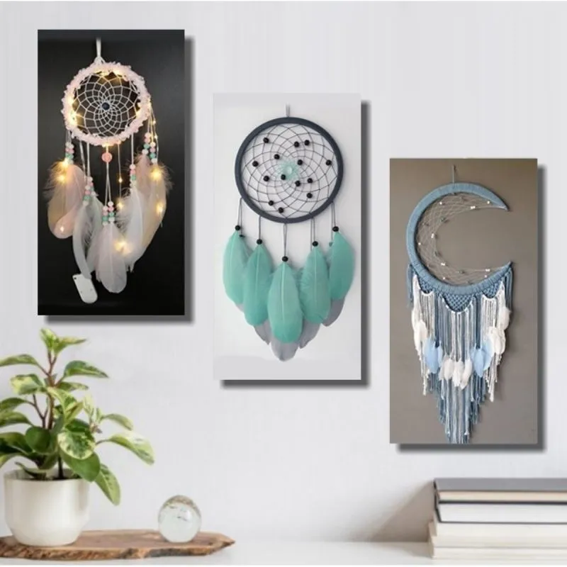 Hiasan Dinding Gambar Macrame Besar 15x30cm - Pajangan Ruang Tamu Dekorasi Kamar Tidur Walldecor Poster Kayu Tema Etnik