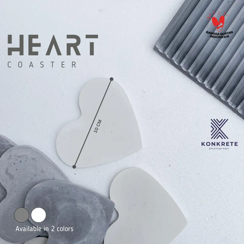 Tatakan Semen Bentuk Hati - Konkrete Photoprops - Concrete Coaster Love Shape - Properti Fotografi Estetik