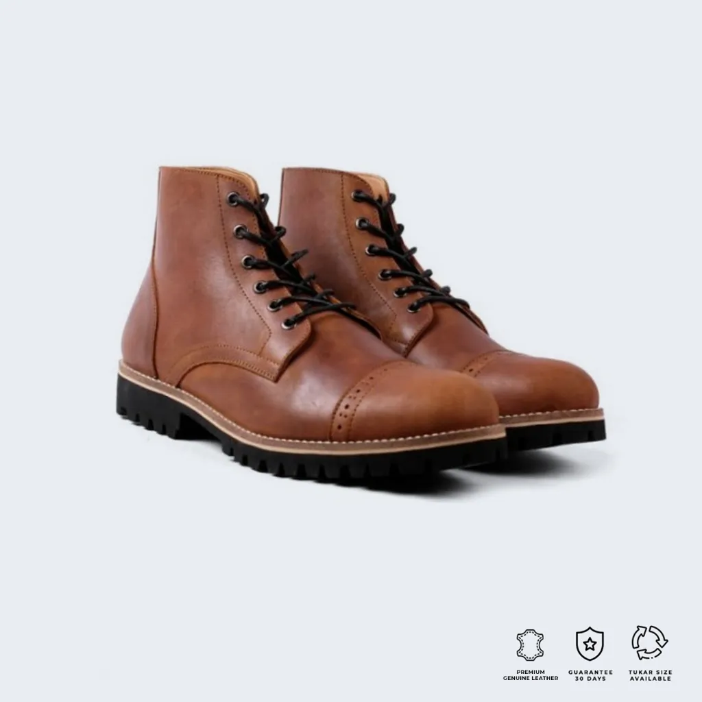 Brygan Craftmanship - PREORDER - Sepatu Boots Pria Kulit Asli Pantofel Fantofel Legal Captoe Crazy Brown