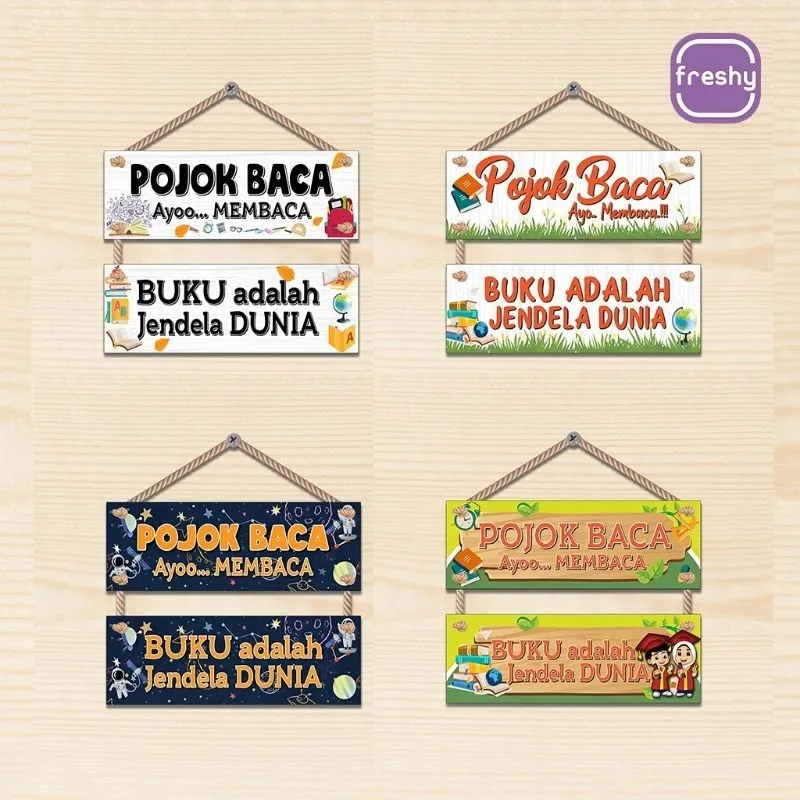 Pojok Baca 2 Susun Hiasan Pajangan Dinding Gantung Tali Pintu Sekolah Kelas (Kd. PJK SUDUT)