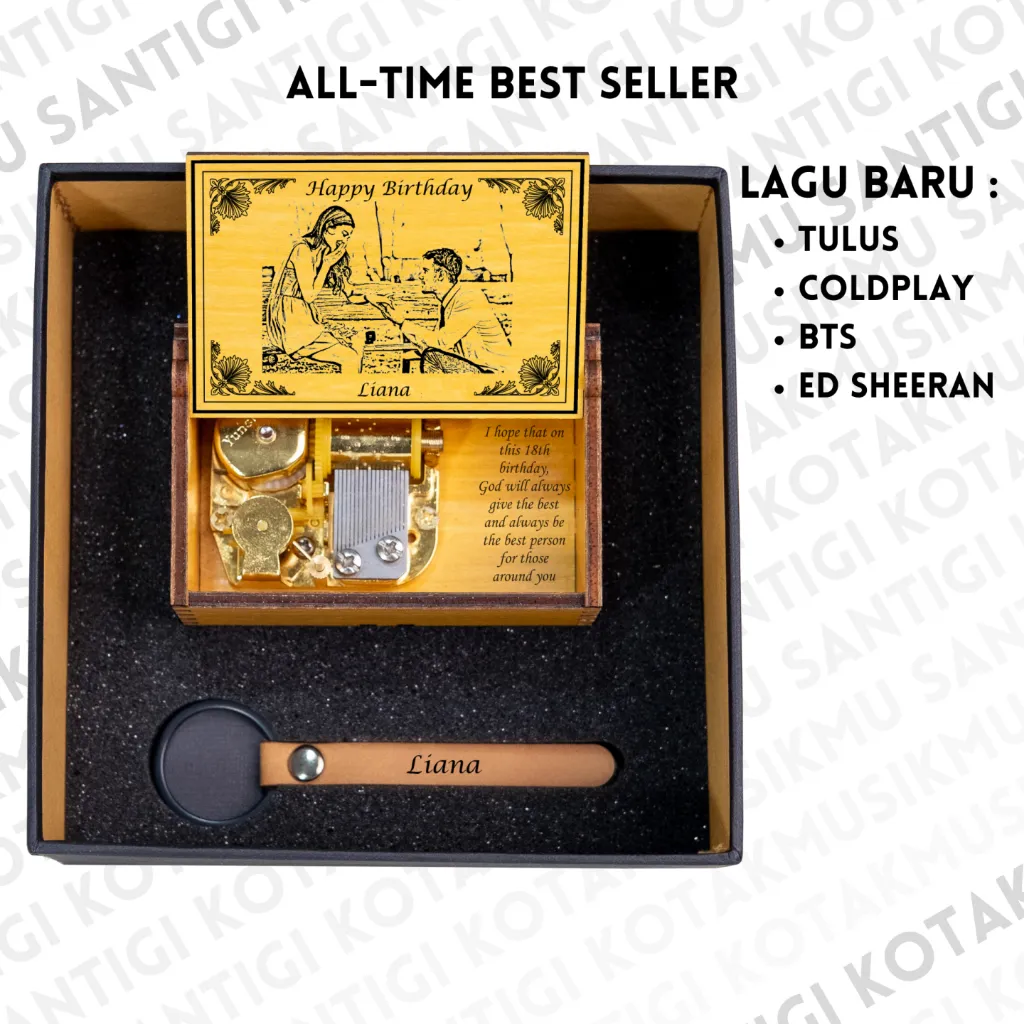 Kotakmusik Kayu Besar Otomatis - Foto dan Tulisan - Hadiah Unik/Kado Ulang Tahun/Pernikahan/Wisuda