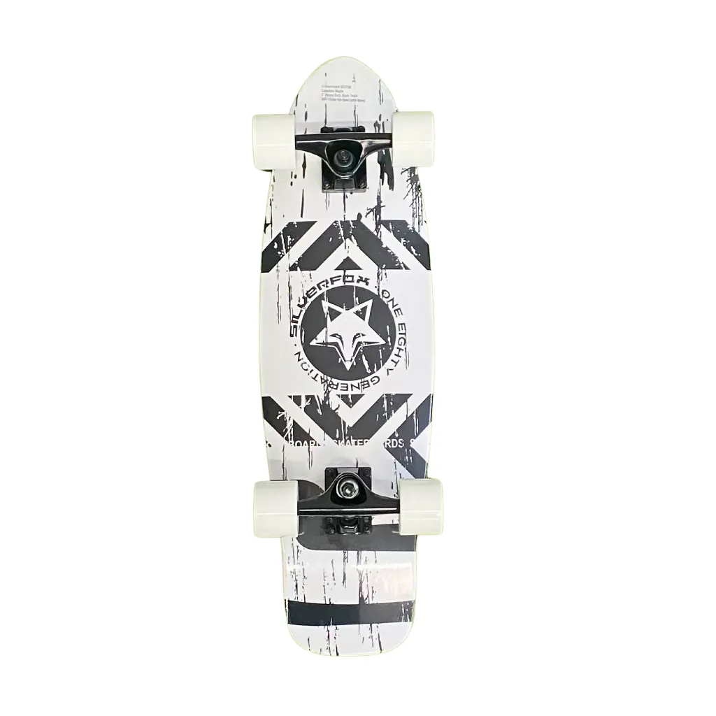 SILVERFOX Skate Board Cruisier Black & White Papan Seluncur YW-2708