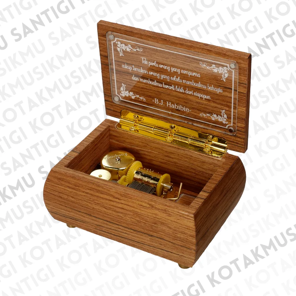 Kotakmusik Kayu Teak Besar Otomatis - Tulisan Saja - Hadiah Unik/Kado Ulang Tahun/Pernikahan/Wisuda
