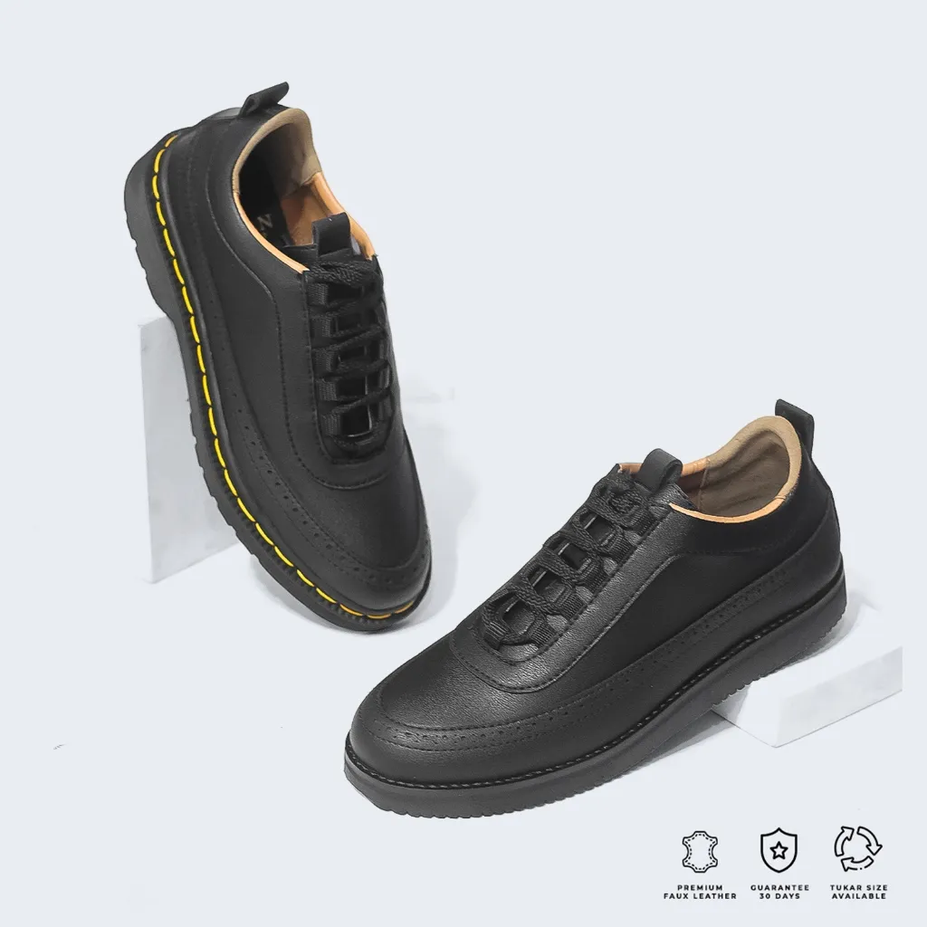 Sepatu Boots Pria Docmart Casual Wing Brogue Hitam - Brygan Craftmanship - Sepatu Skena Sepatu Kerja