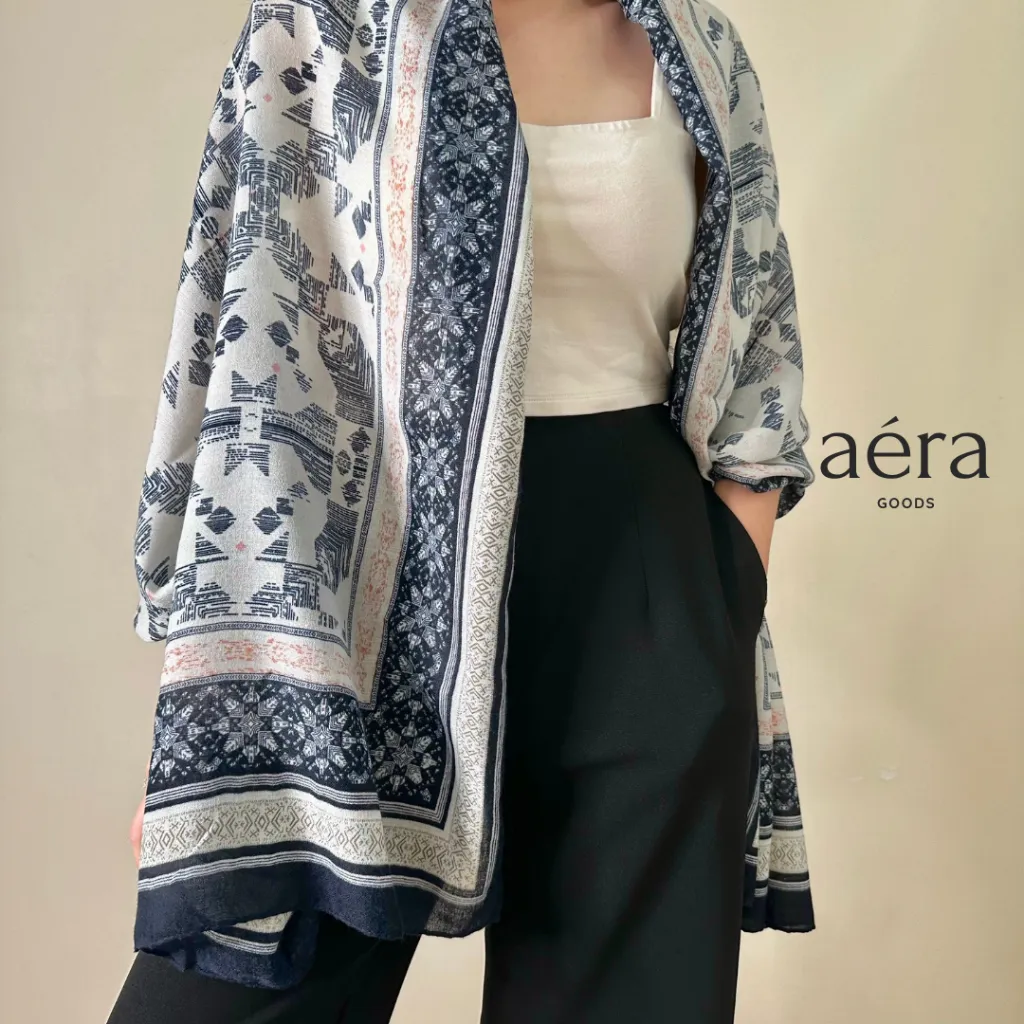 AERA Syal Shawl Blue Pashmina Biru Navy Pink Putih Wanita SYL 82