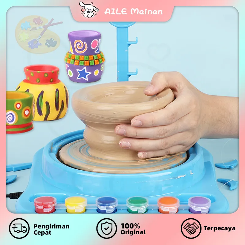 Roda Tembikar Clay DIY Toys- lengkap dengan tanah liat dengan roda untuk Tembikar Pottery Wheel Mainan Anak