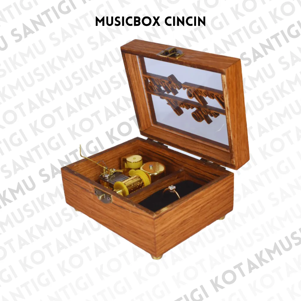 Kotakmusik Kayu Besar Otomatis Dengan Tempat Cincin