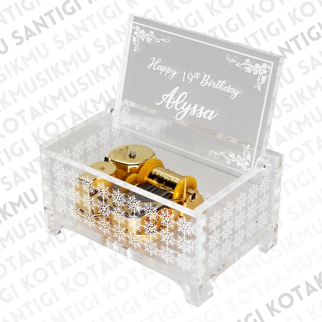 Kotakmusik Akrilik Besar Otomatis - Tulisan Saja - Hadiah Unik/Kado Ulang Tahun/Pernikahan/Wisuda