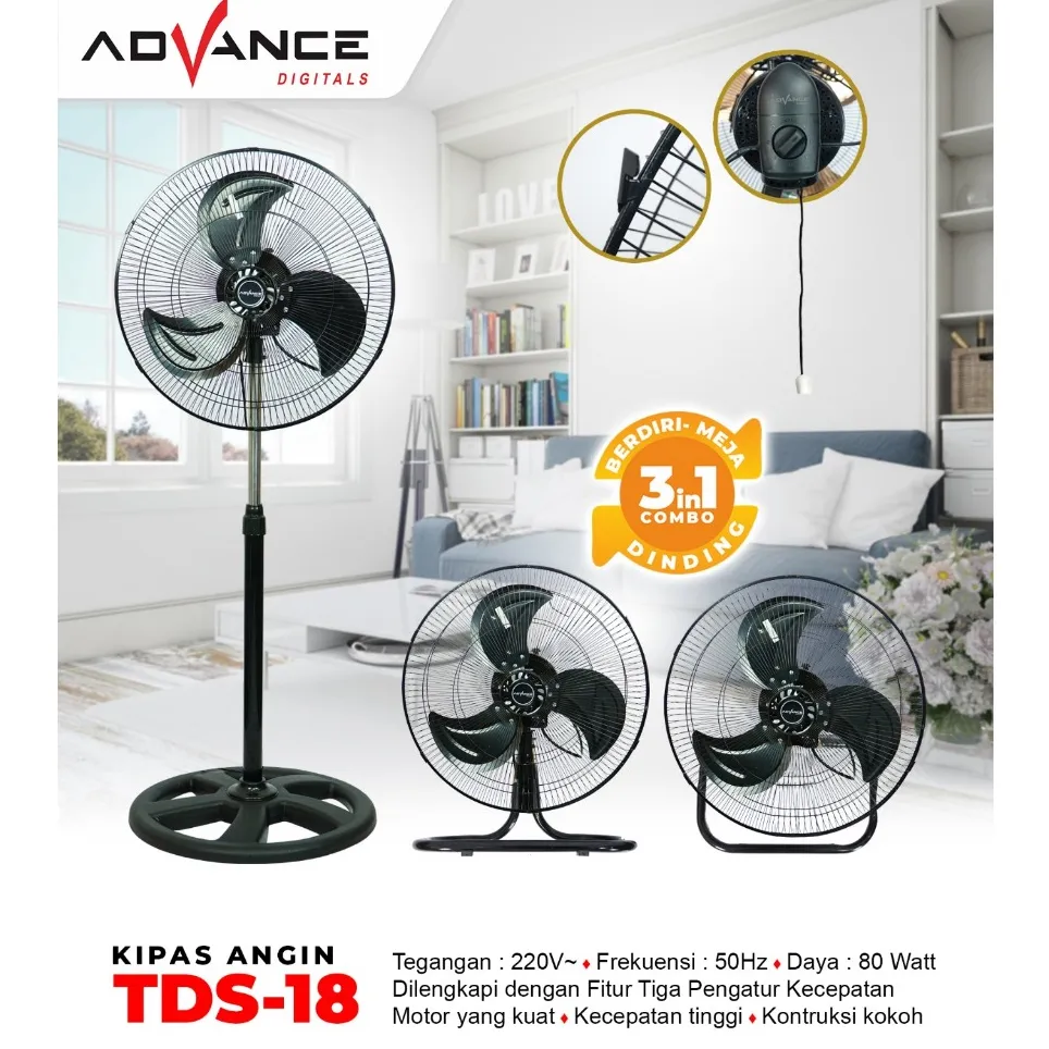 Kipas Standing Advance 16 inch 18 inch Angin Tornado Garansi Resmi 1 Tahun
