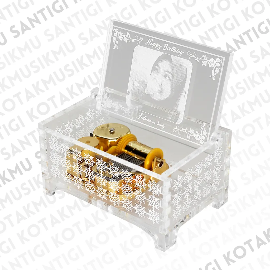 Kotakmusik Akrilik Besar Otomatis - Foto dan Tulisan - Hadiah Unik/Kado Ulang Tahun/Pernikahan