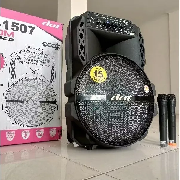 Speaker 15 Inch portabel Dat DT1507 Boom free 2 mic wireless Original
