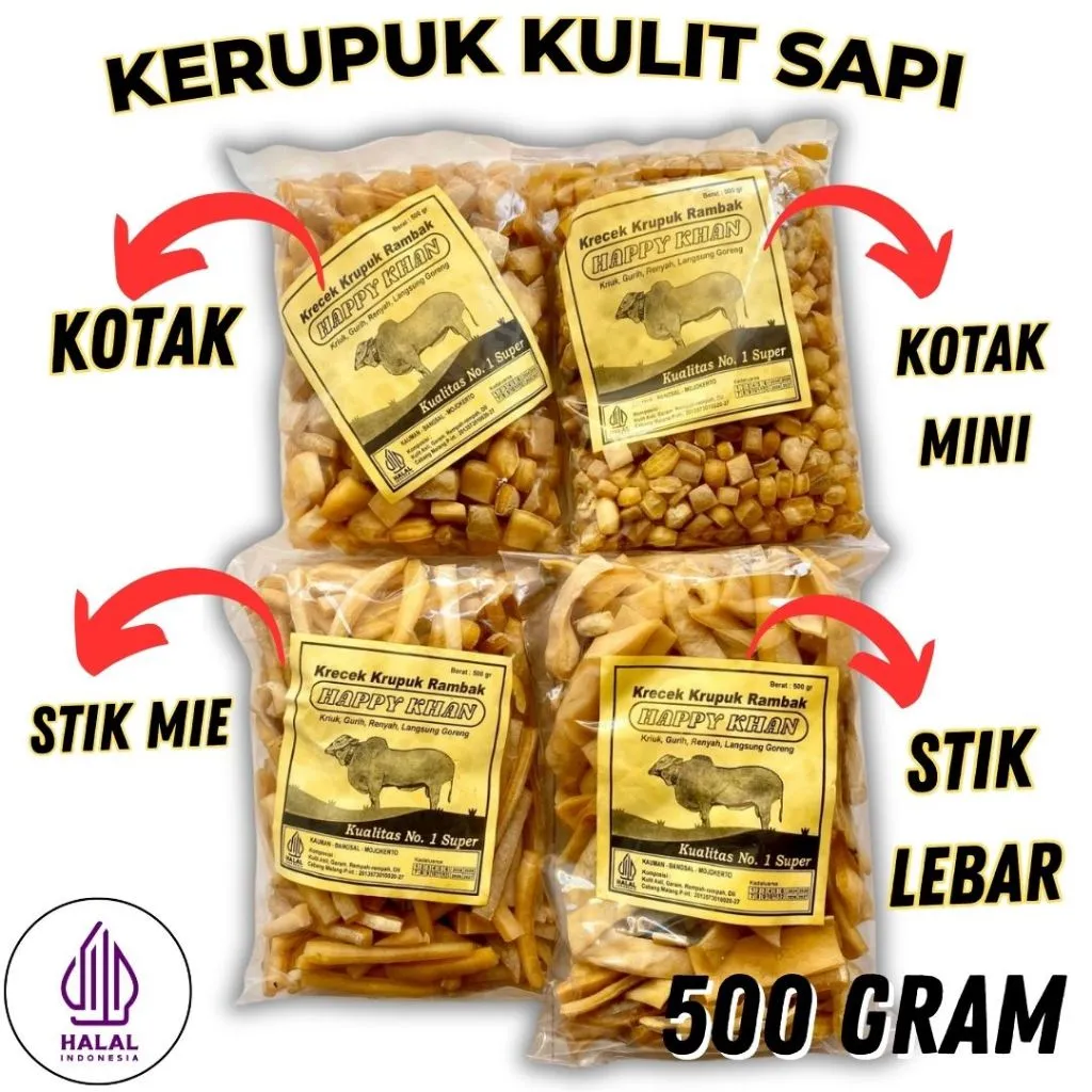 PRODUSEN KERUPUK KULIT SAPI KUALITAS PREMIUM / KRECEK RAMBAK SAPI / KRUPUK RAMBAK MENTAH MOJOKERTO