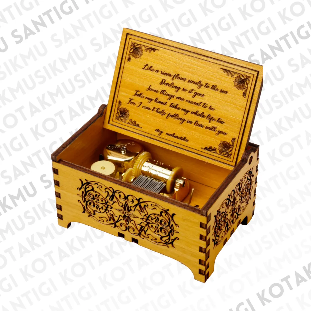 Kotakmusik Kayu Besar Otomatis - Tulisan Saja - Hadiah Unik/Kado Ulang Tahun/Pernikahan/Wisuda