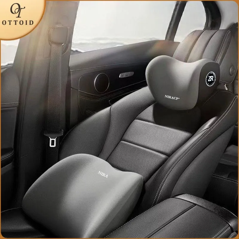 OTTOID Bantal Mobil Set Bantal Leher Mobil Bantal Sandaran Bantal Pinggang Mobil  Sandaran Leher Penopang Busa Memori Set Bantal Pinggang Mengurangi Kelelahan Berkendara