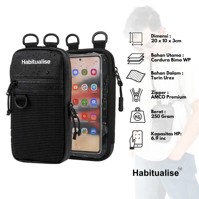 Habitualise - Hanging Wallet Tas HP Anti Air Waterproof Pria Korisno
