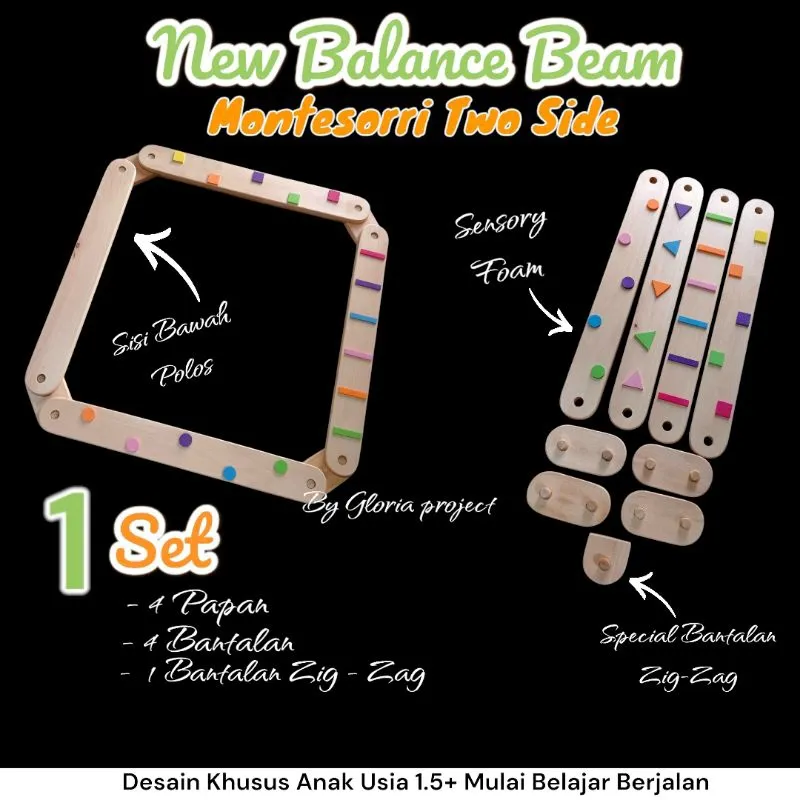 Balance Beam Montessori Toddler for Kids 1,5+ Two Side