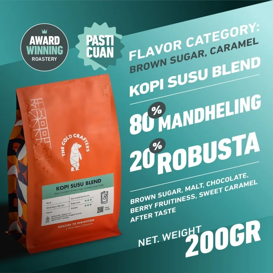Kopi Susu Espresso Blend Minuman Kekinian Biji Bubuk Arabica 80% Robusta 20% Roasted Coffee Beans Biji Kopi Bubuk