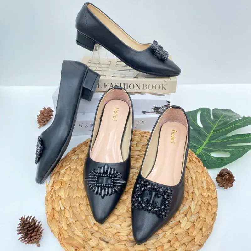 PANTOFEL Hitam kode A&B TERBARU sepatu kerja kantor wanita hak 3cm