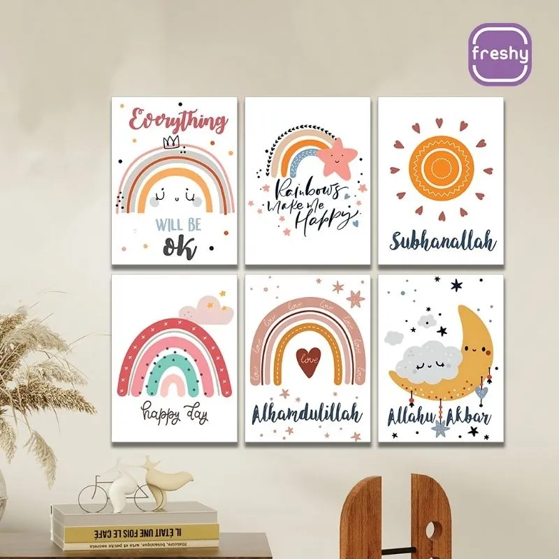 Bingkai Foto Hiasan Dinding Kamar Ukuran 15x20cm Aesthetic Rainbow - Murah