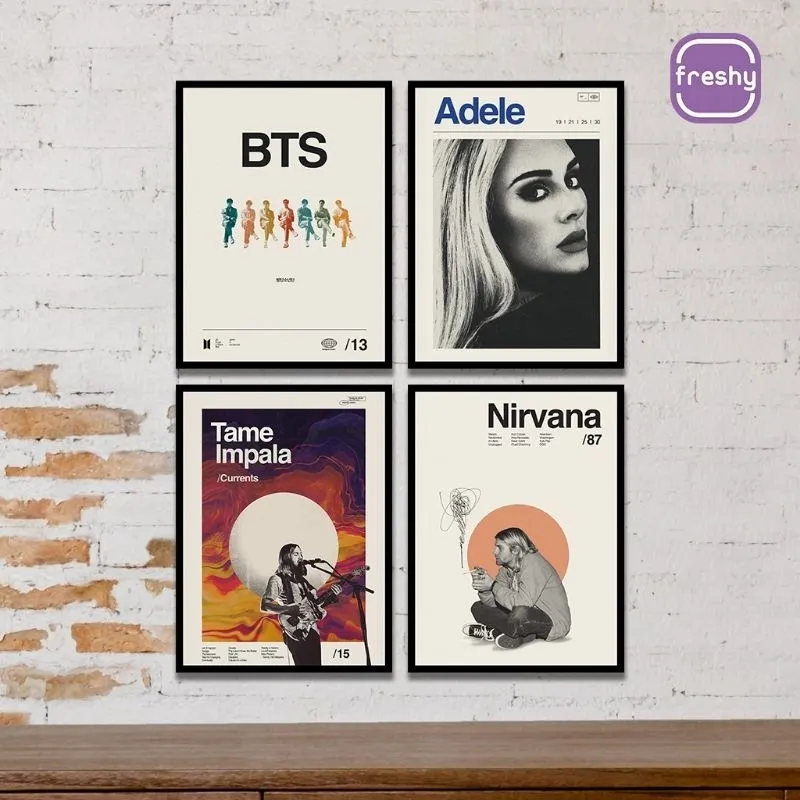 Hiasan Dinding Aesthetic Poster Band Musik Minimalis Walldecor Pajangan Retro Vintage