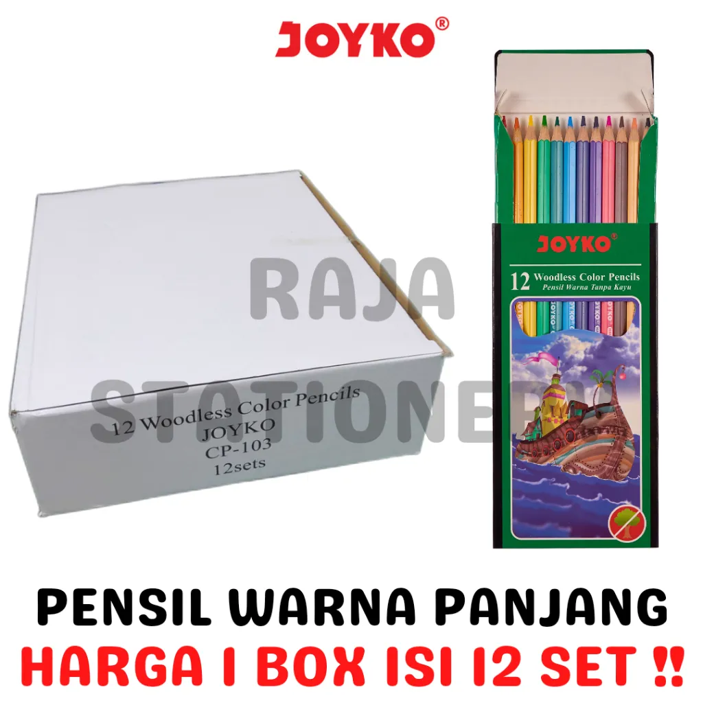 PENSIL WARNA JOYKO 12 WARNA PANJANG JOYKO COLOUR PENCIL 12 COLOURS CP-103 LUSIN BOX [12PCS]