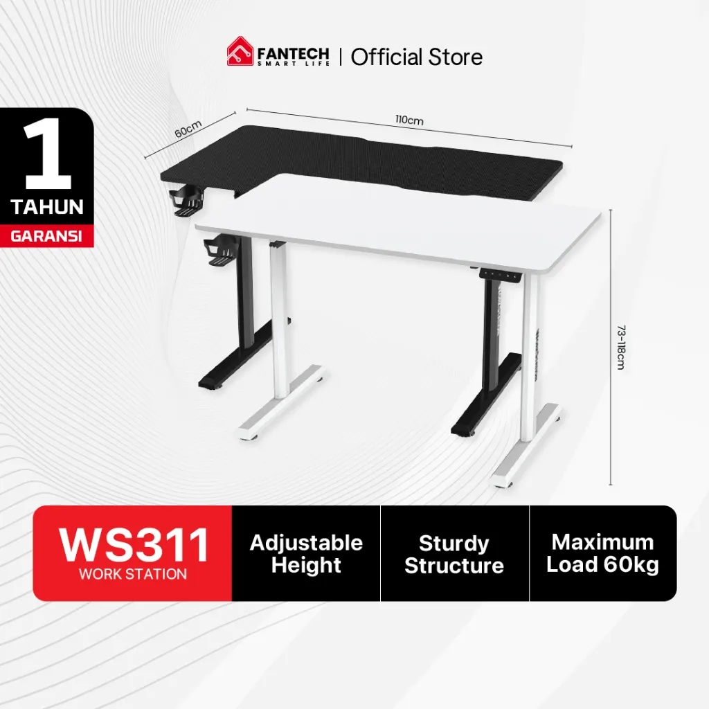 Fantech Meja Komputer Elektrik Adjustable Standing Desk Electric Work Station WS311 WS414 Meja Belajar Laptop Naik Turun