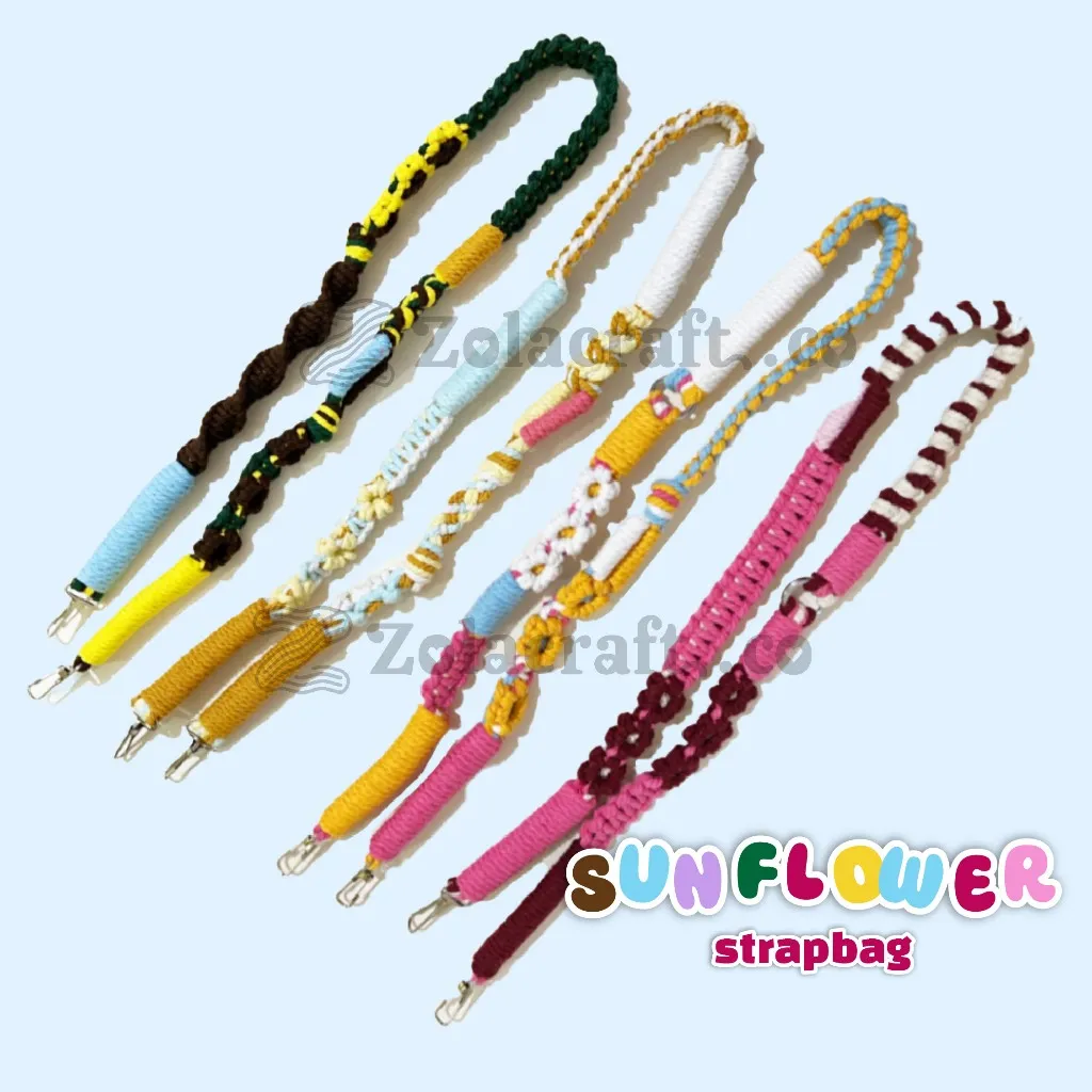 Tali Tas Selempang Wanita | Macrame SUN FLOWER | Premium | Strap Kamera | Strap Tas | Tas Selempang Unik
