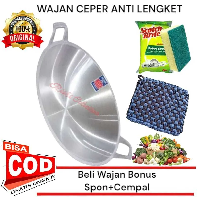 PENGGORENGAN ALMUNIUM JADUL UKURAN KECIL NO 10 11 13 14 Wajan ( Bonus Cempal+Spon )
